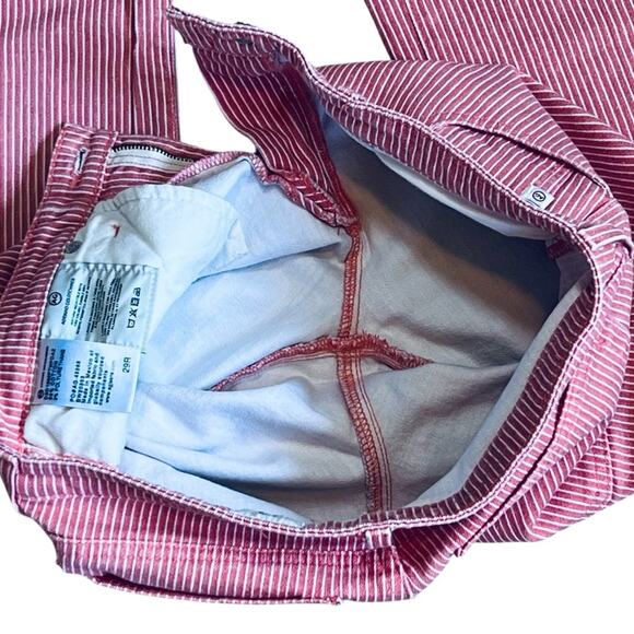 AG Adriano Goldschmeid Women’s Sz 29 Pink Stripe Flare Crop Jean Jodi Denim - Picture 12 of 16
